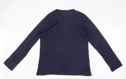Isle Womens Blue Polyester Basic T-Shirt Size M Round Neck