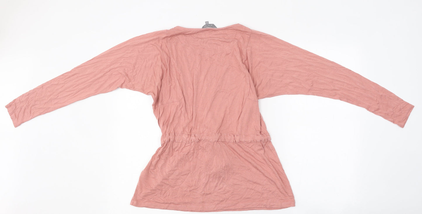 Principles Womens Pink Polyester Basic T-Shirt Size 14 Round Neck