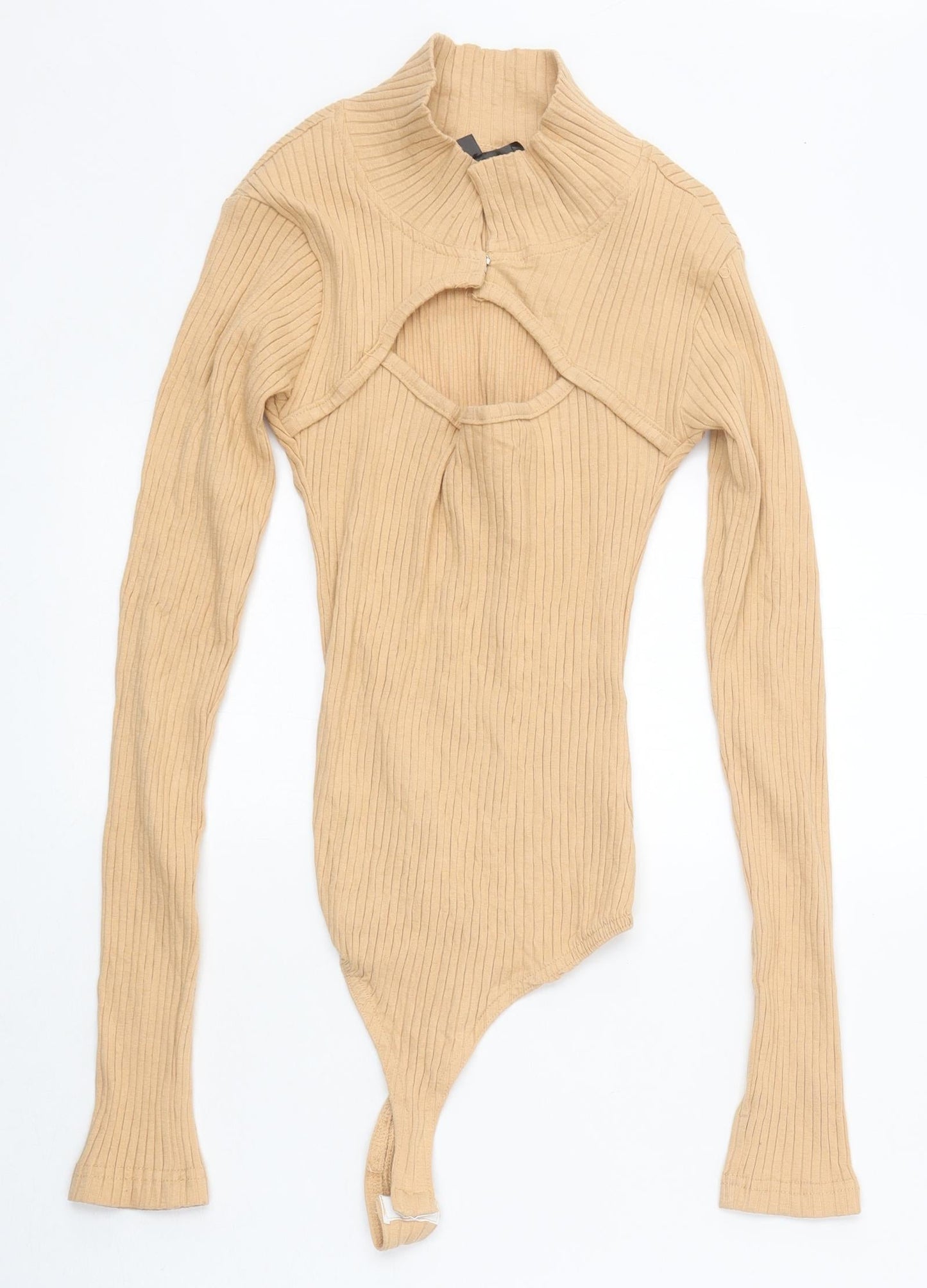 Missguided Womens Beige Polyester Basic T-Shirt Size 10 High Neck