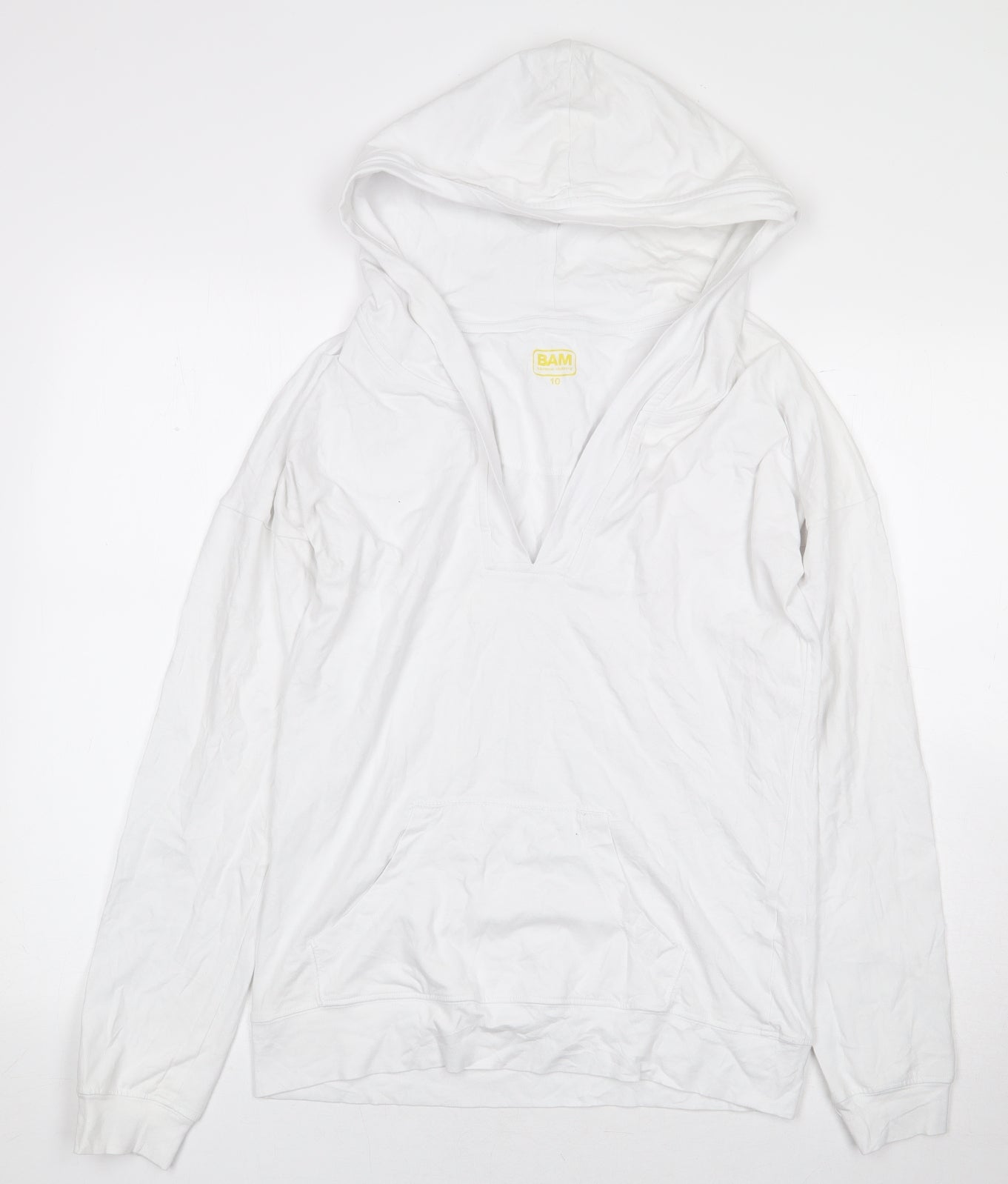 Bamboo Womens White Viscose Pullover Hoodie Size 10 Pullover