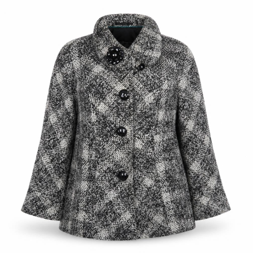 Per Una Womens Grey Plaid Jacket Size 12 Button