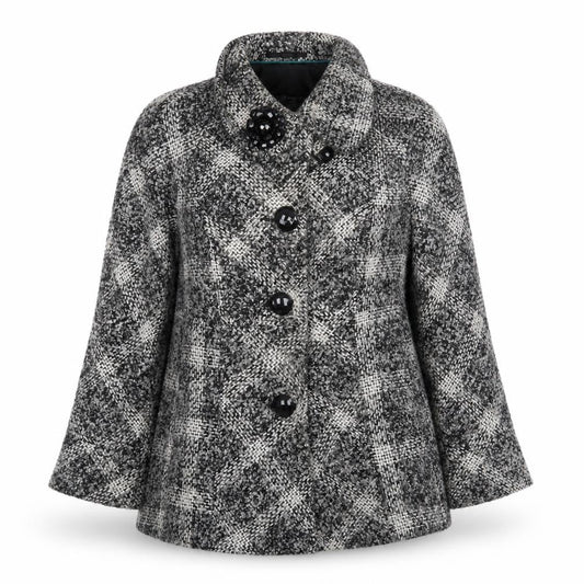 Per Una Womens Grey Plaid Jacket Size 12 Button