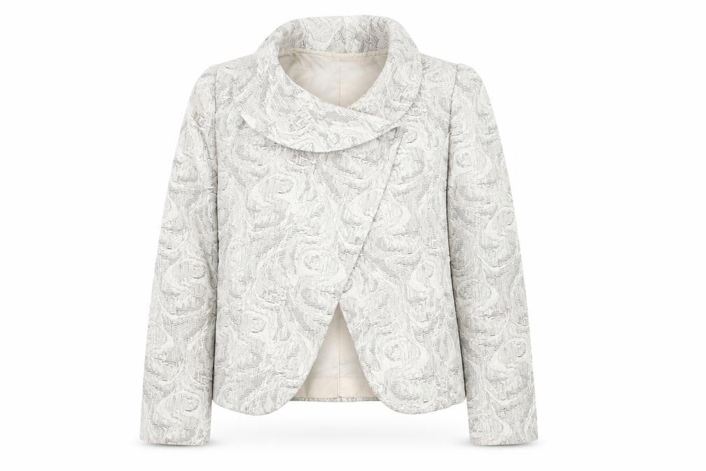 Peter Mandin Womens Beige Geometric Jacket Size 14 Button