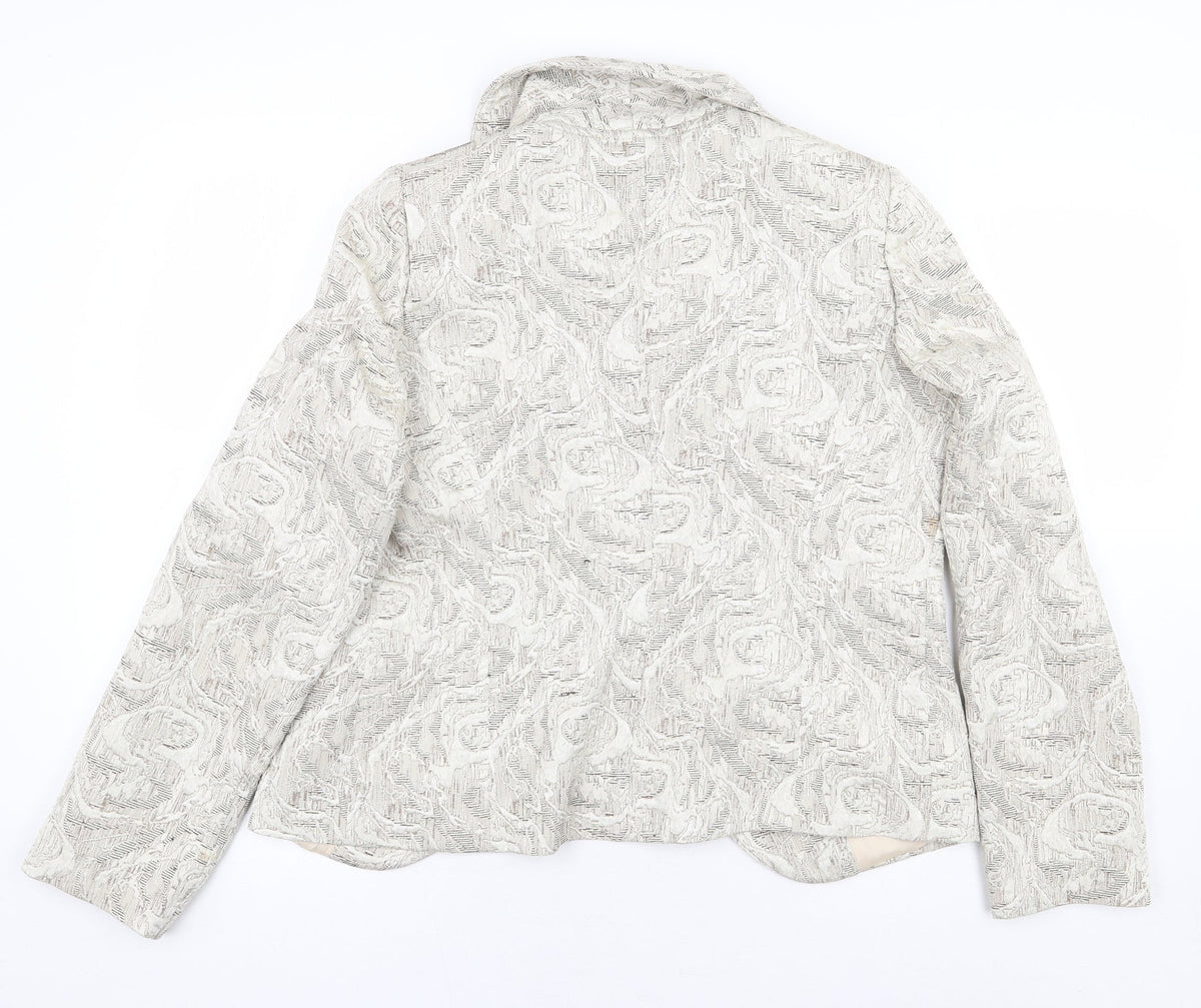 Peter Mandin Womens Beige Geometric Jacket Size 14 Button