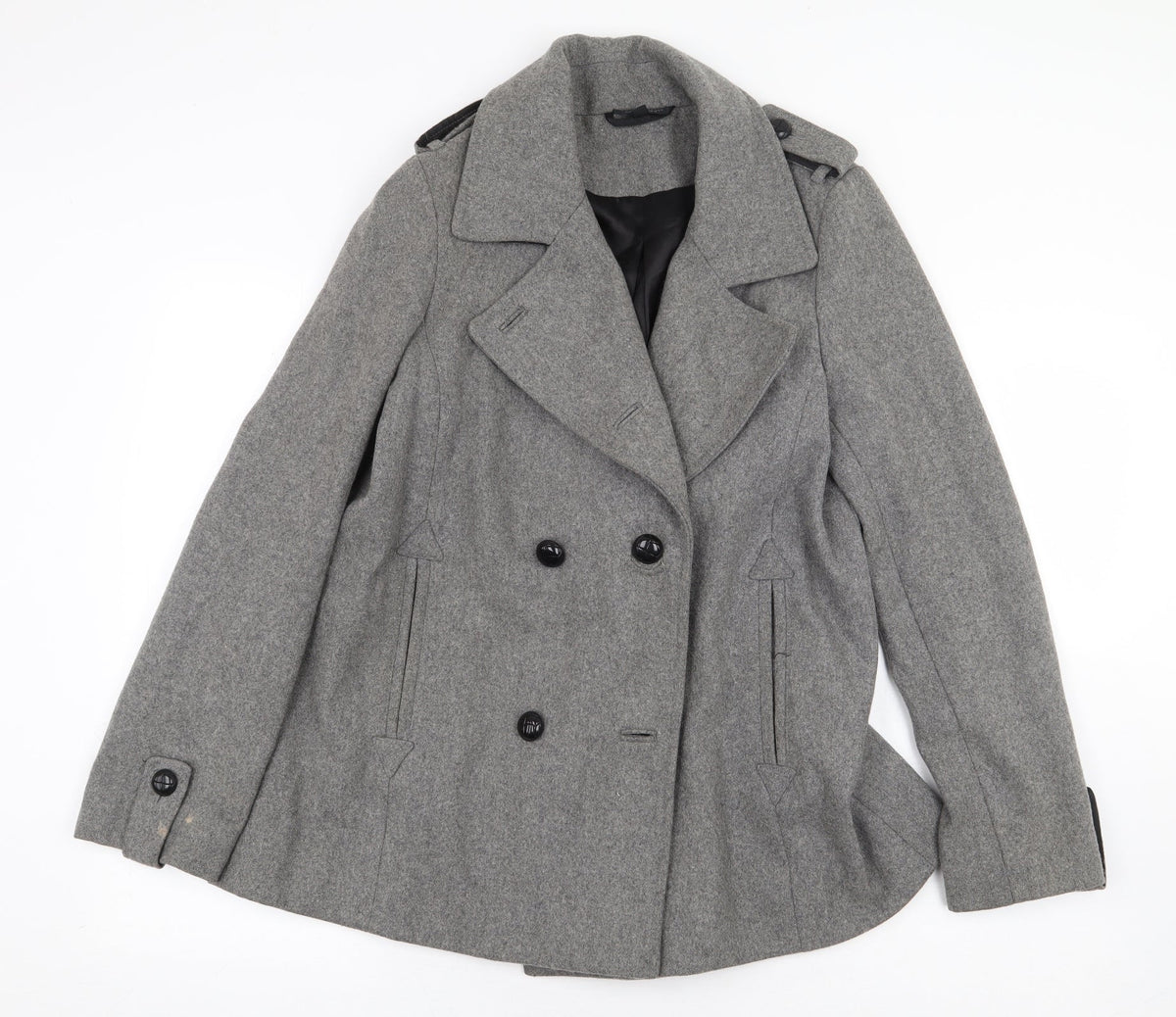 Topshop Womens Grey Trench Coat Coat Size 10 Button