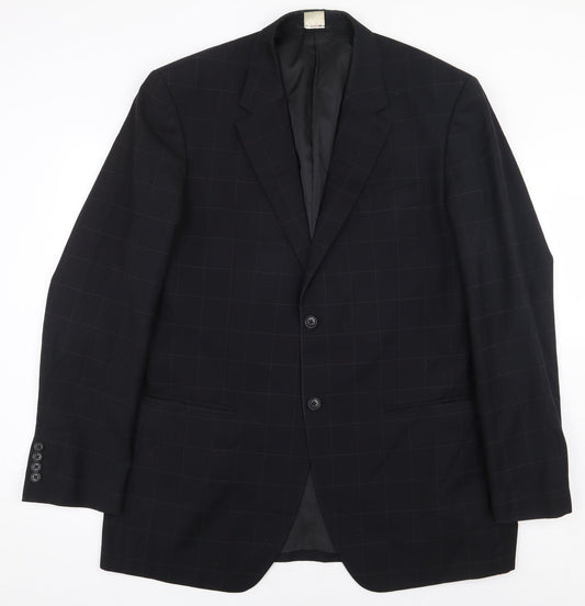 NEXT Mens Black Check Wool Jacket Suit Jacket Size 44