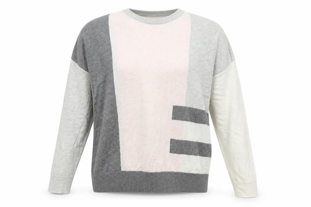 Phase Eight Womens Multicoloured Round Neck Geometric Cotton Pullover Jumper Size S