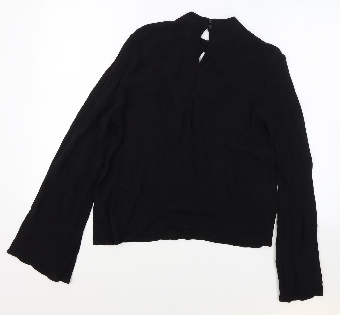 Divided Womens Black Viscose Basic Blouse Size 8 High Neck