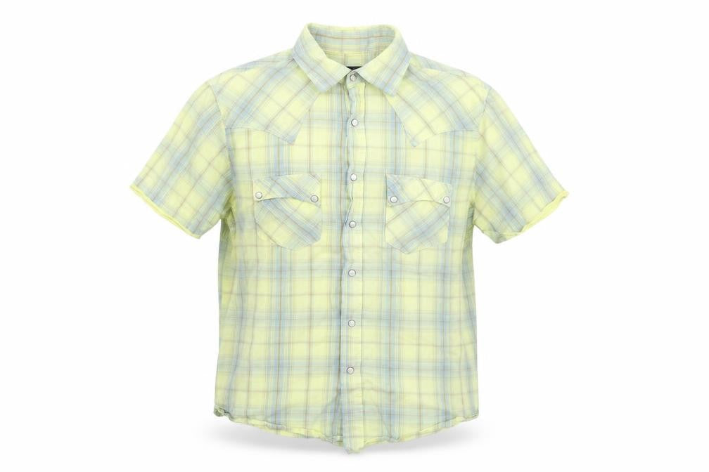 Peter Werth Womens Yellow Plaid 100% Cotton Basic Button-Up Size S Collared