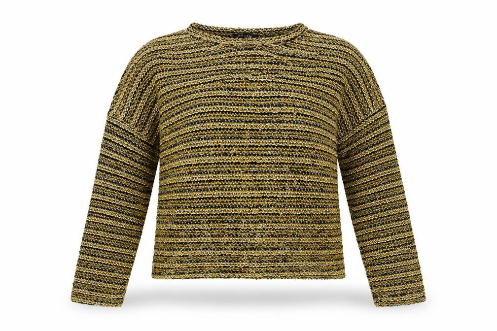 New Look Womens Yellow Round Neck Striped Polyester Pullover Jumper Size S