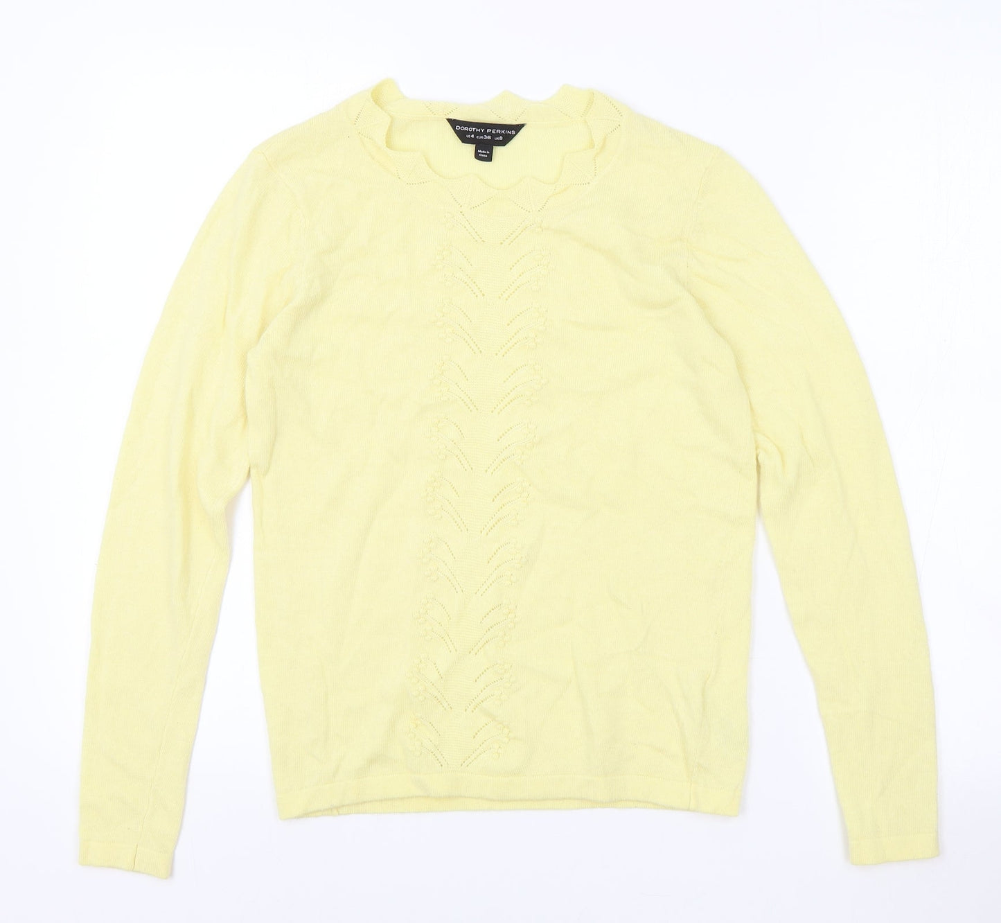Dorothy Perkins Womens Yellow Round Neck Viscose Pullover Jumper Size 8