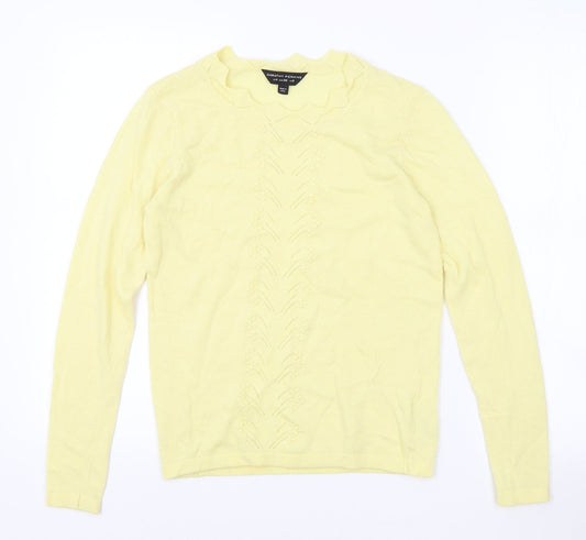 Dorothy Perkins Womens Yellow Round Neck Viscose Pullover Jumper Size 8