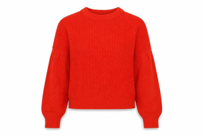 Topshop Womens Red Round Neck Acrylic Pullover Jumper Size 6 - Elasticated Cuffs