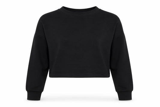 Boohoo Womens Black Polyester Pullover Sweatshirt Size S Pullover - Cropped