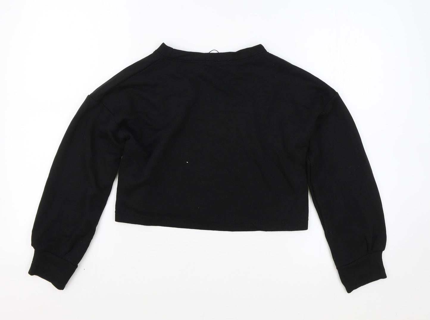 Boohoo Womens Black Polyester Pullover Sweatshirt Size S Pullover - Cropped