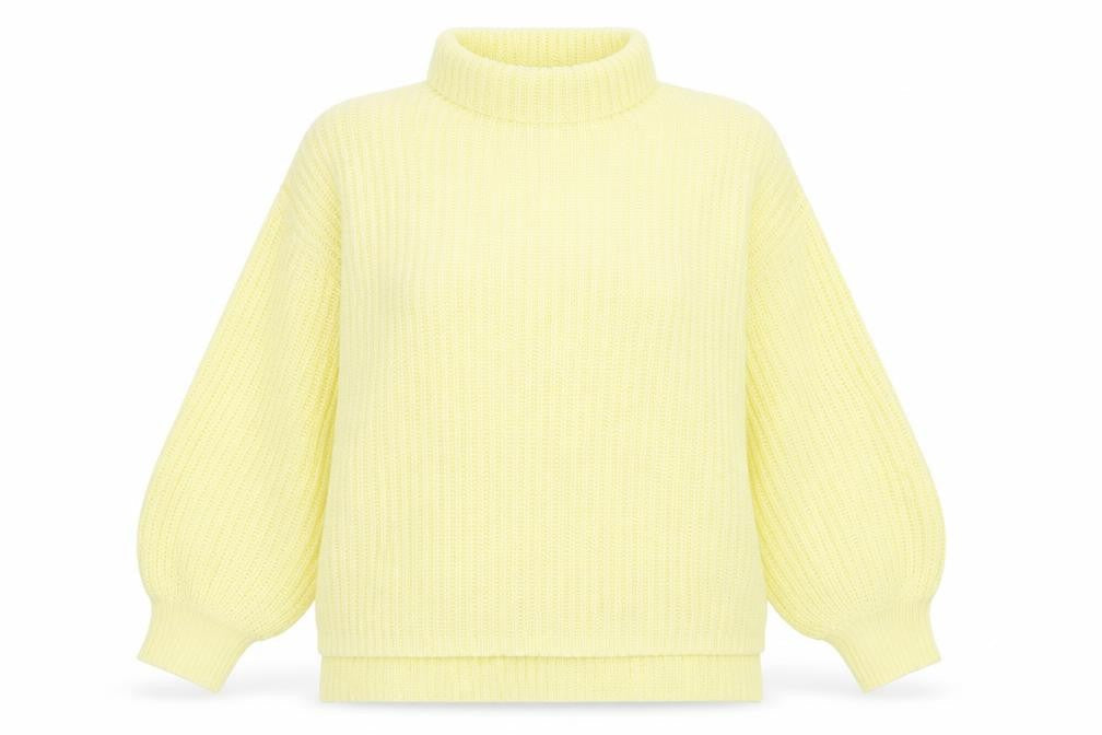River Island Womens Yellow High Neck Acrylic Pullover Jumper Size 16
