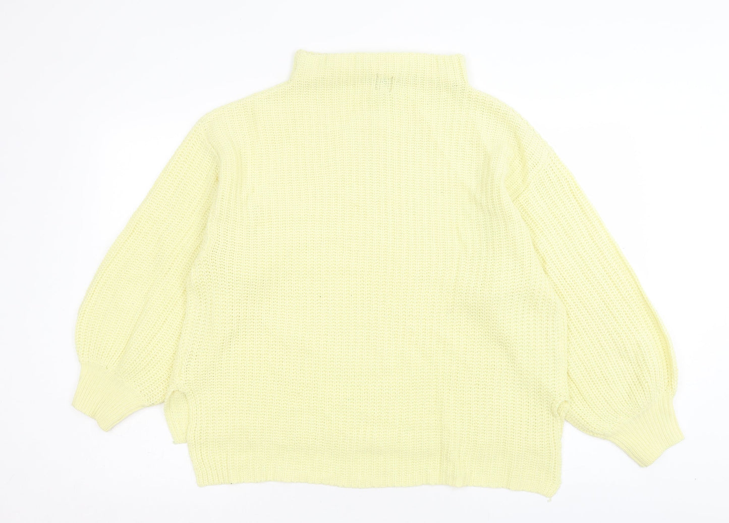 River Island Womens Yellow High Neck Acrylic Pullover Jumper Size 16
