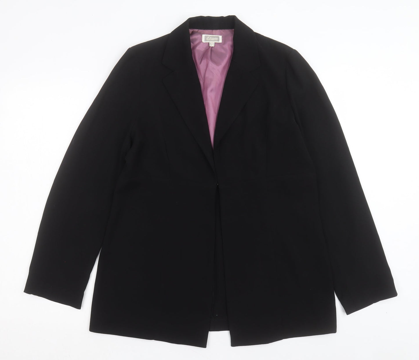 Etam Womens Black Jacket Blazer Size 14 Hook & Eye