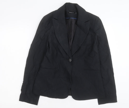 Atmosphere Womens Black Striped Jacket Blazer Size 12 Button