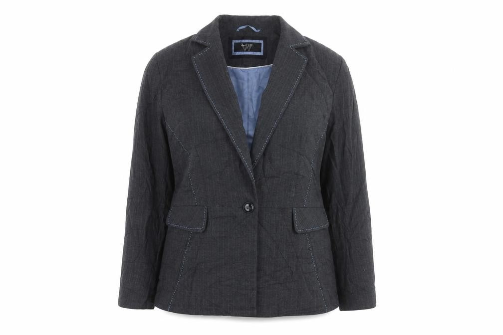 BHS Womens Grey Striped Jacket Blazer Size 16 Button