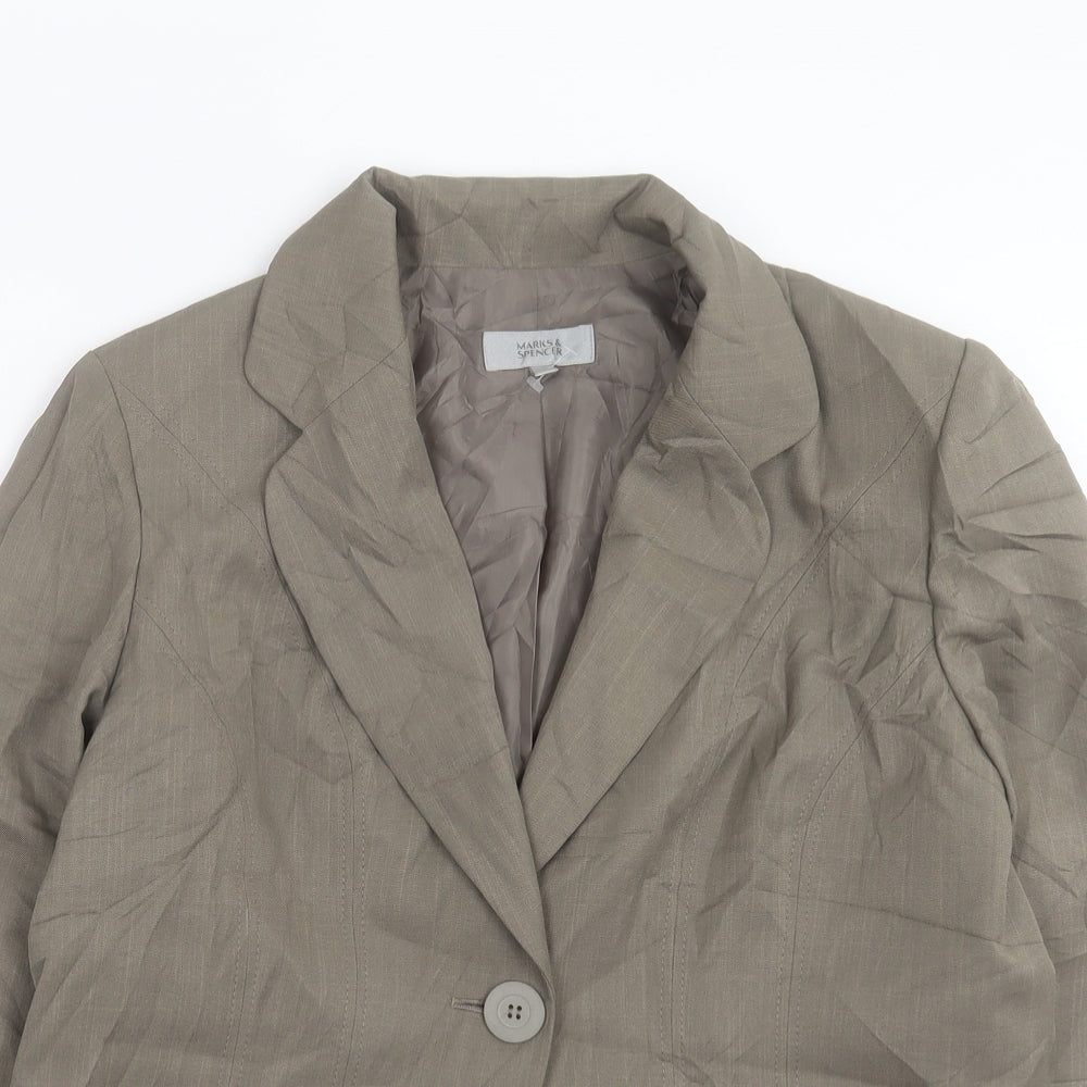 Marks and Spencer Womens Grey Jacket Blazer Size 18 Button