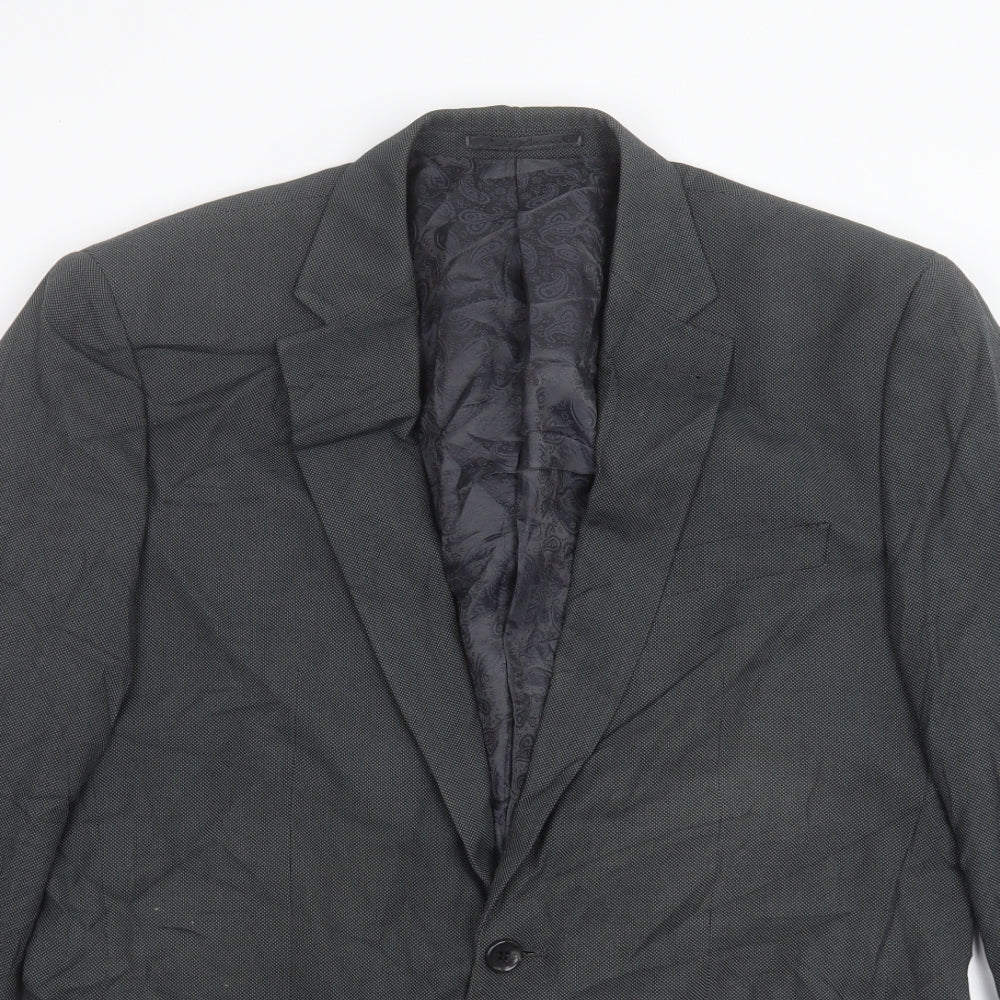 Greenwood Mens Grey Polyester Jacket Suit Jacket Size 40