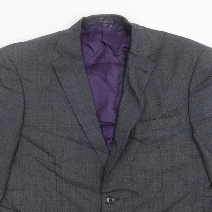 George Mens Grey Plaid Polyester Jacket Suit Jacket Size 40