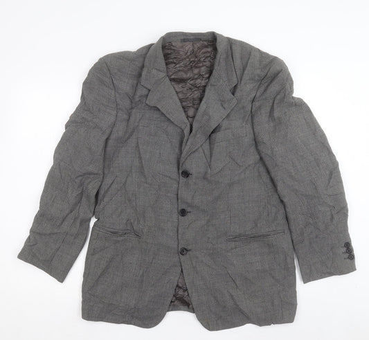 Copperstone Mens Grey Plaid Polyester Jacket Suit Jacket Size 40