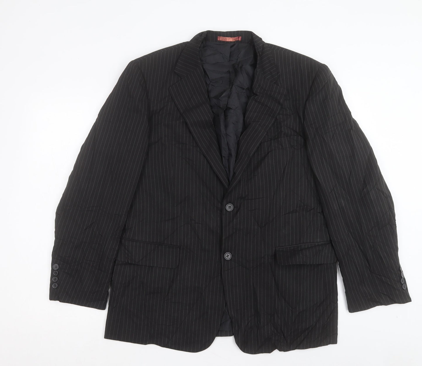 Matalan Mens Black Striped Polyacrylate Fibre Jacket Suit Jacket Size 42
