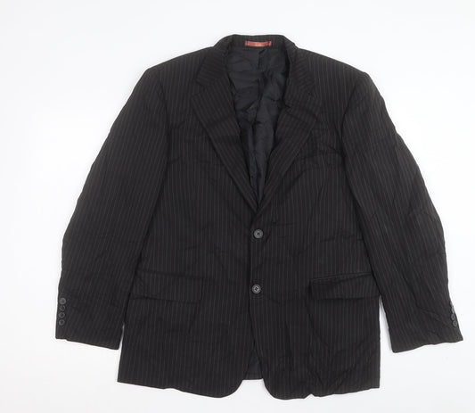 Matalan Mens Black Striped Polyacrylate Fibre Jacket Suit Jacket Size 42
