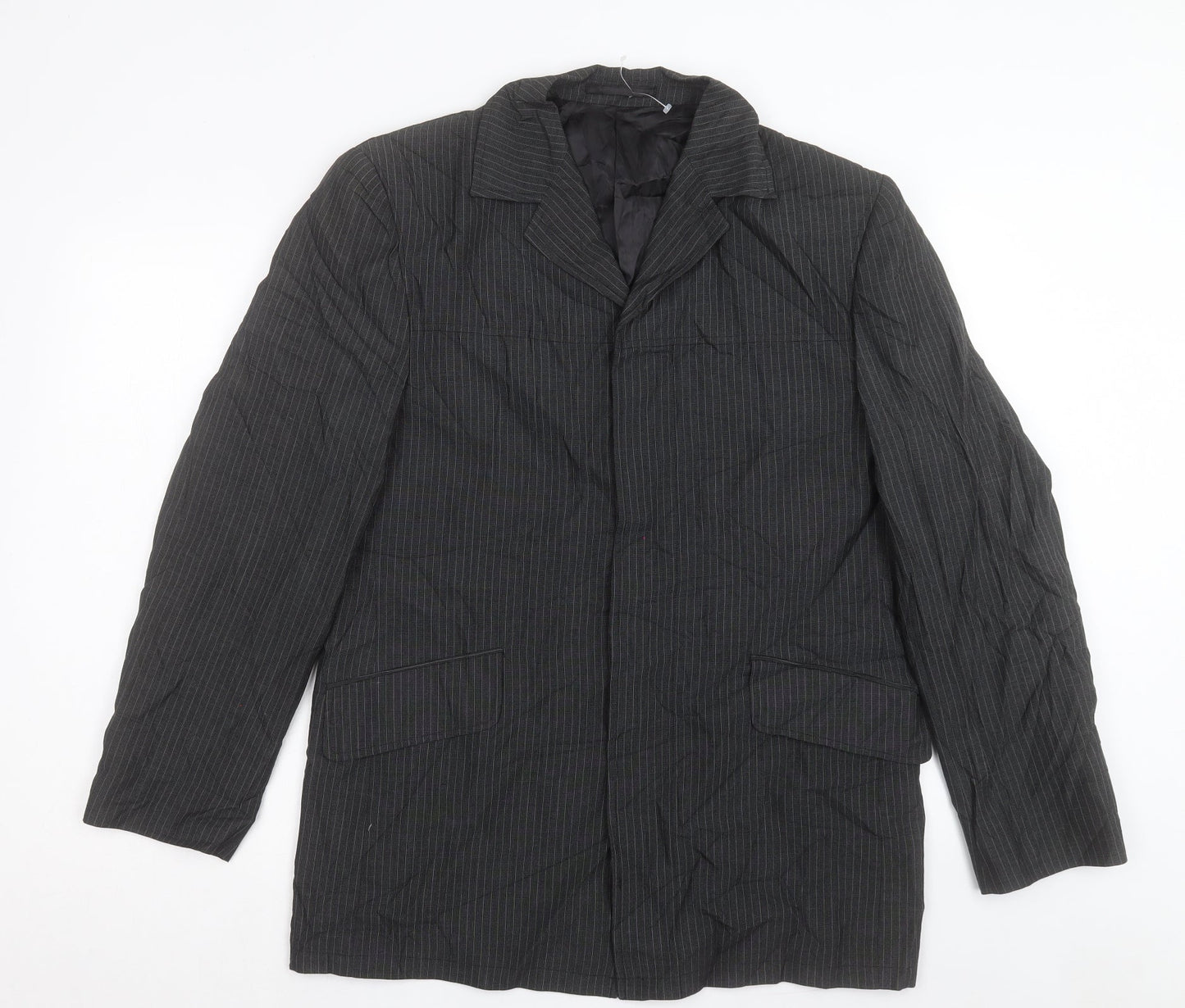 Kit Mens Grey Striped Jacket Blazer Size 40 Button