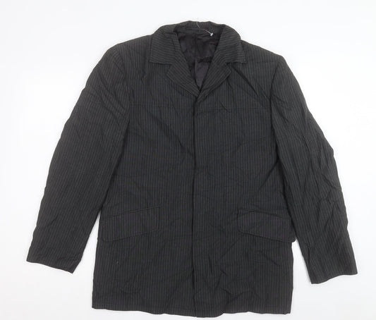 Kit Mens Grey Striped Jacket Blazer Size 40 Button