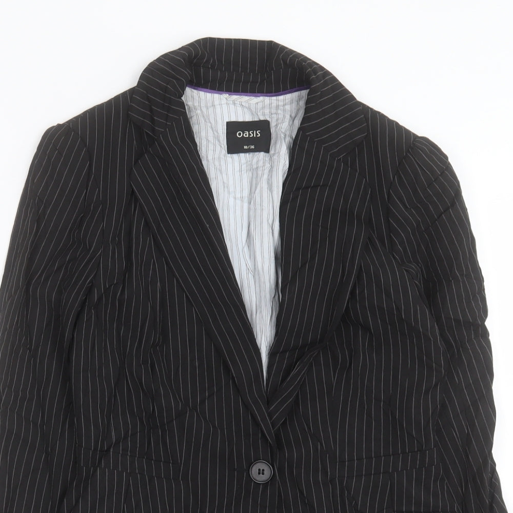 Oasis Womens Black Striped Jacket Blazer Size 10 Button