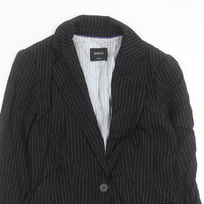Oasis Womens Black Striped Jacket Blazer Size 10 Button
