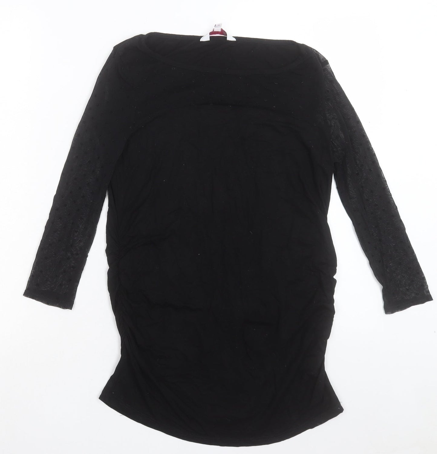 Red Herring Womens Black Viscose Basic T-Shirt Size 10 Boat Neck