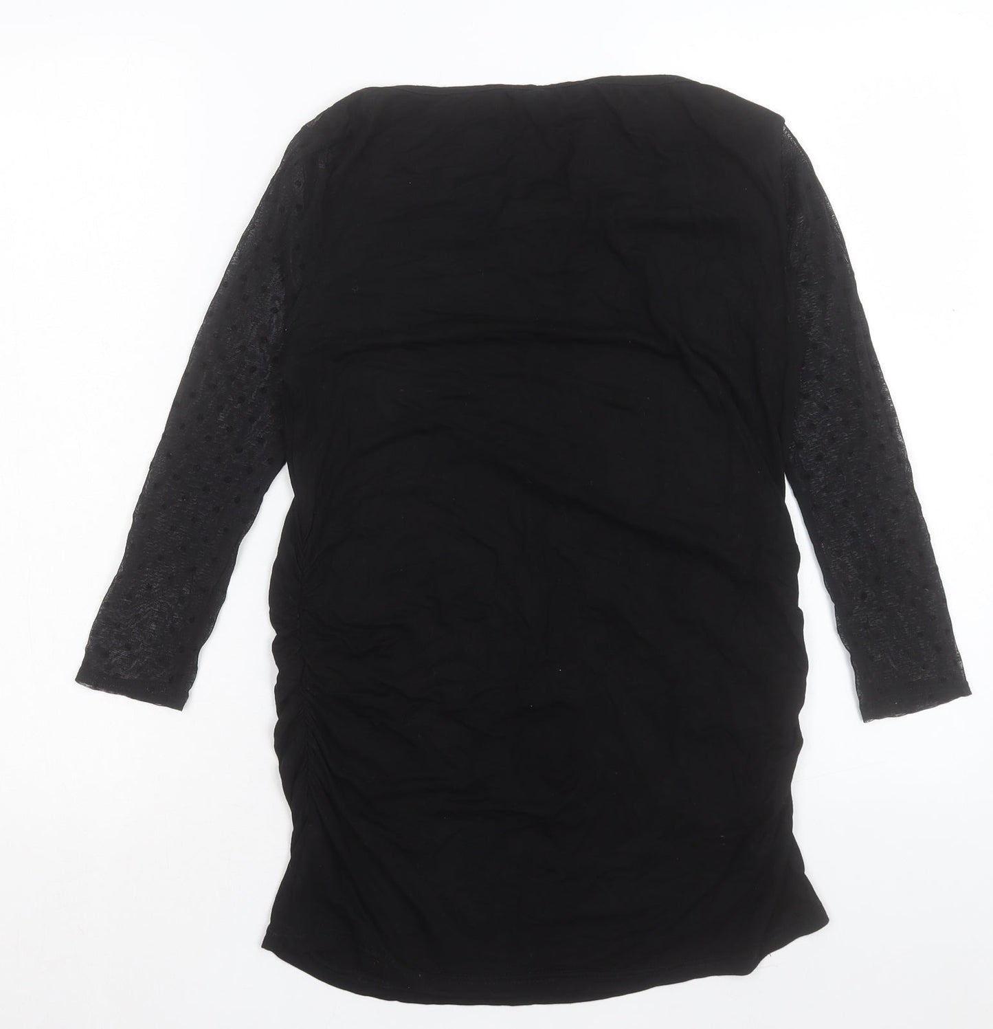 Red Herring Womens Black Viscose Basic T-Shirt Size 10 Boat Neck