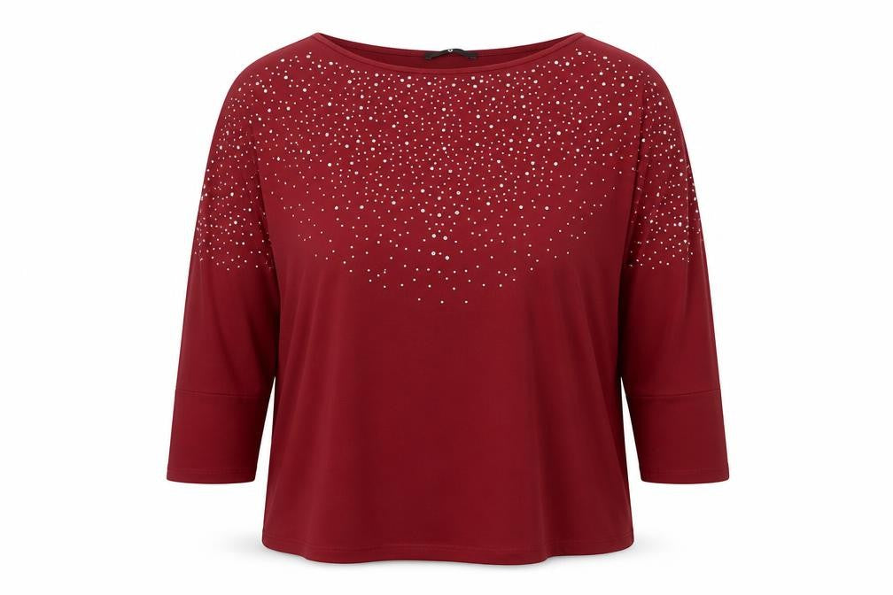 Very Womens Red Polyester Basic T-Shirt Size 14 Boat Neck