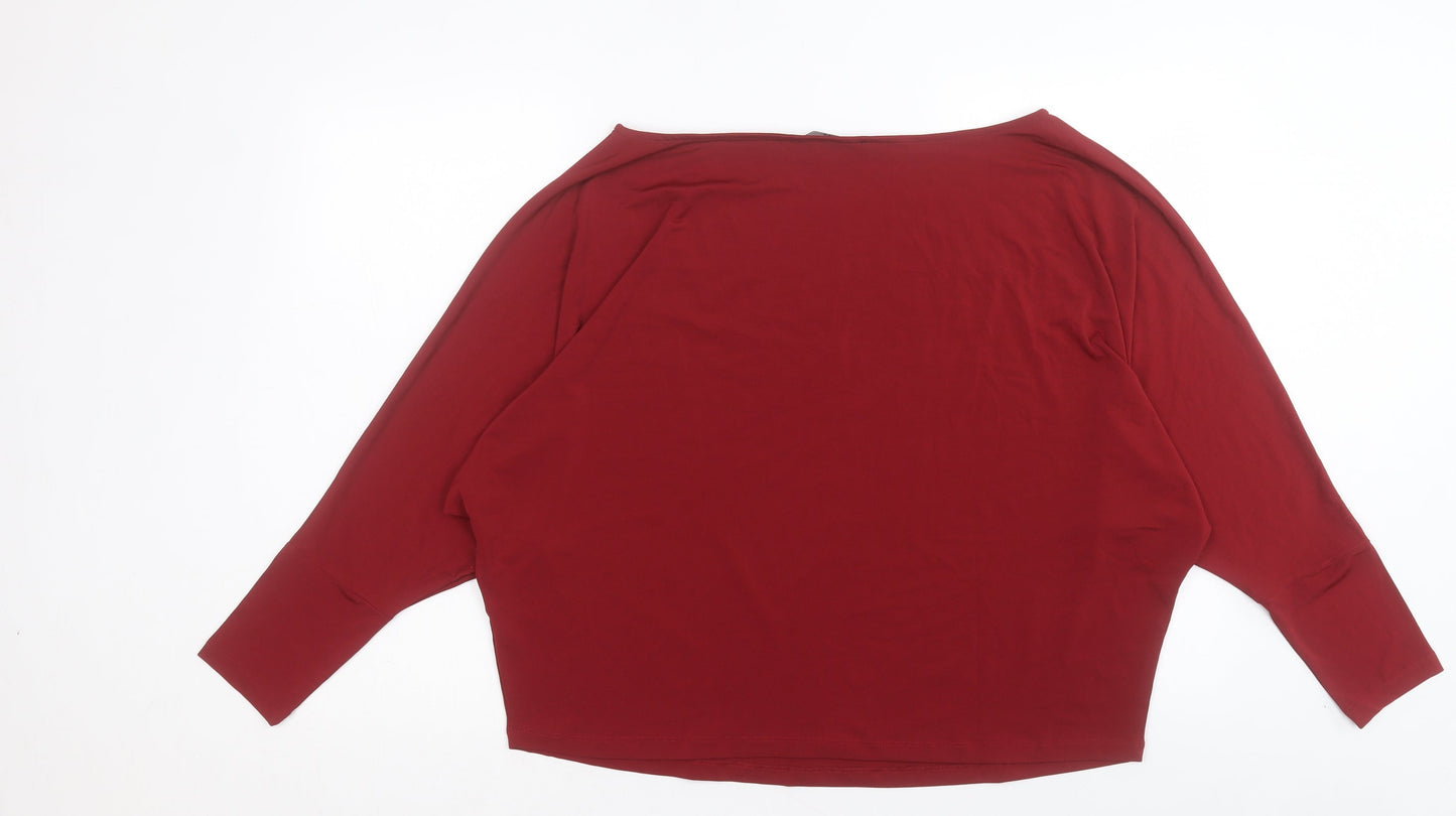 Very Womens Red Polyester Basic T-Shirt Size 14 Boat Neck