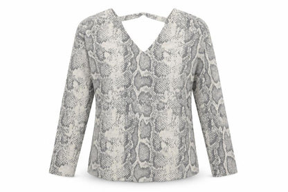 Next Womens Grey V-Neck Animal Print Polyester Pullover Jumper Size 10