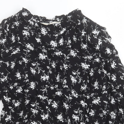 Per Una Womens Black Floral Viscose Basic Blouse Size 6 V-Neck