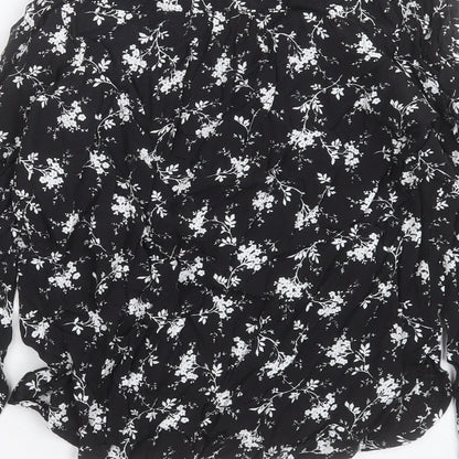 Per Una Womens Black Floral Viscose Basic Blouse Size 6 V-Neck