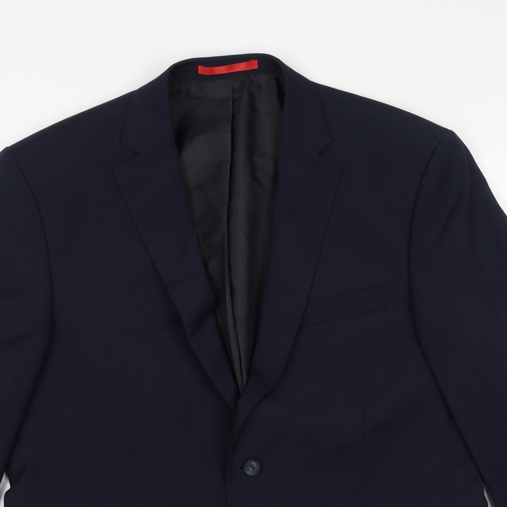 Preworn Mens Blue Polyester Jacket Suit Jacket Size 42