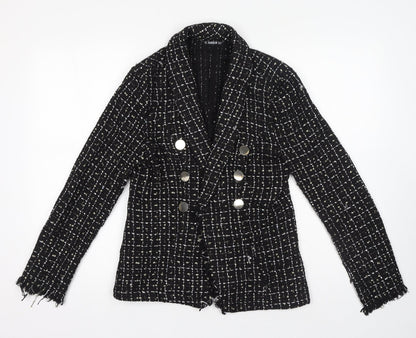 SHEIN Womens Black Geometric Polyester Jacket Blazer Size M