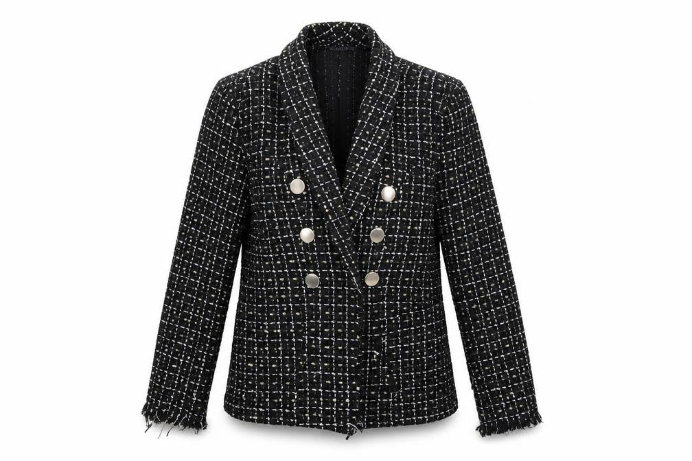 SheIn Womens Black Geometric Polyester Jacket Blazer Size M