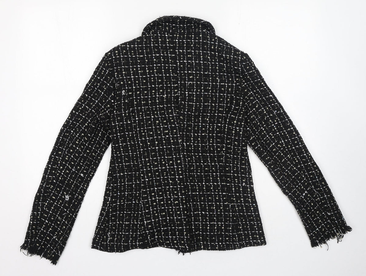 SheIn Womens Black Geometric Polyester Jacket Blazer Size M
