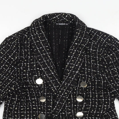 SHEIN Womens Black Geometric Polyester Jacket Blazer Size M
