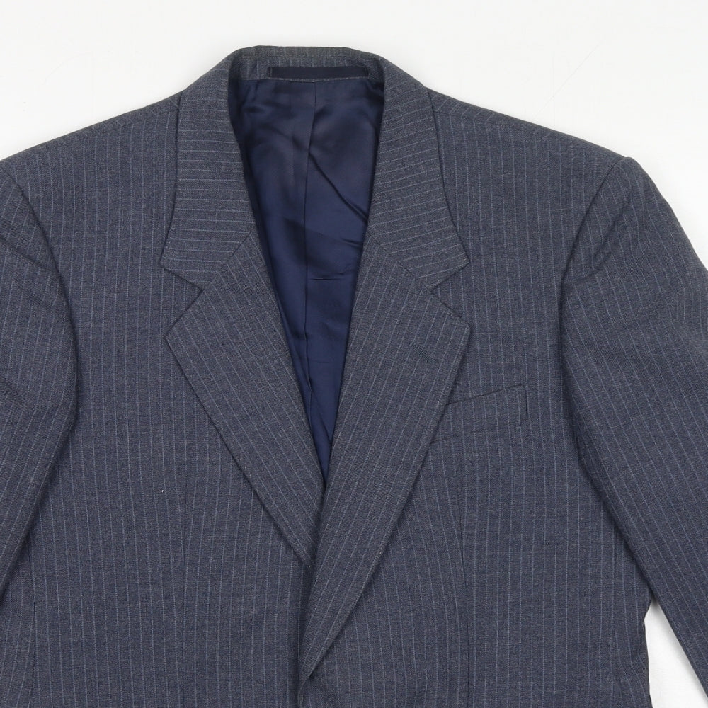 Tuomi Mens Blue Polyester Jacket Suit Jacket Size 36
