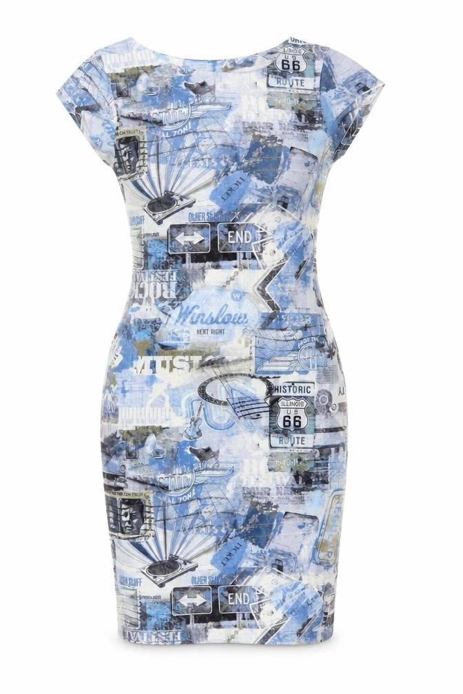 FIGA Womens Multicoloured Geometric Viscose Bodycon Size 10 Round Neck Pullover