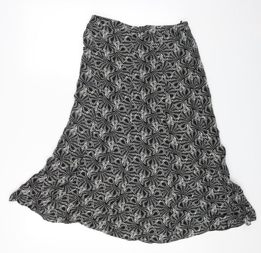 Nassc Womens Black Geometric Viscose A-Line Skirt Size 10 Zip