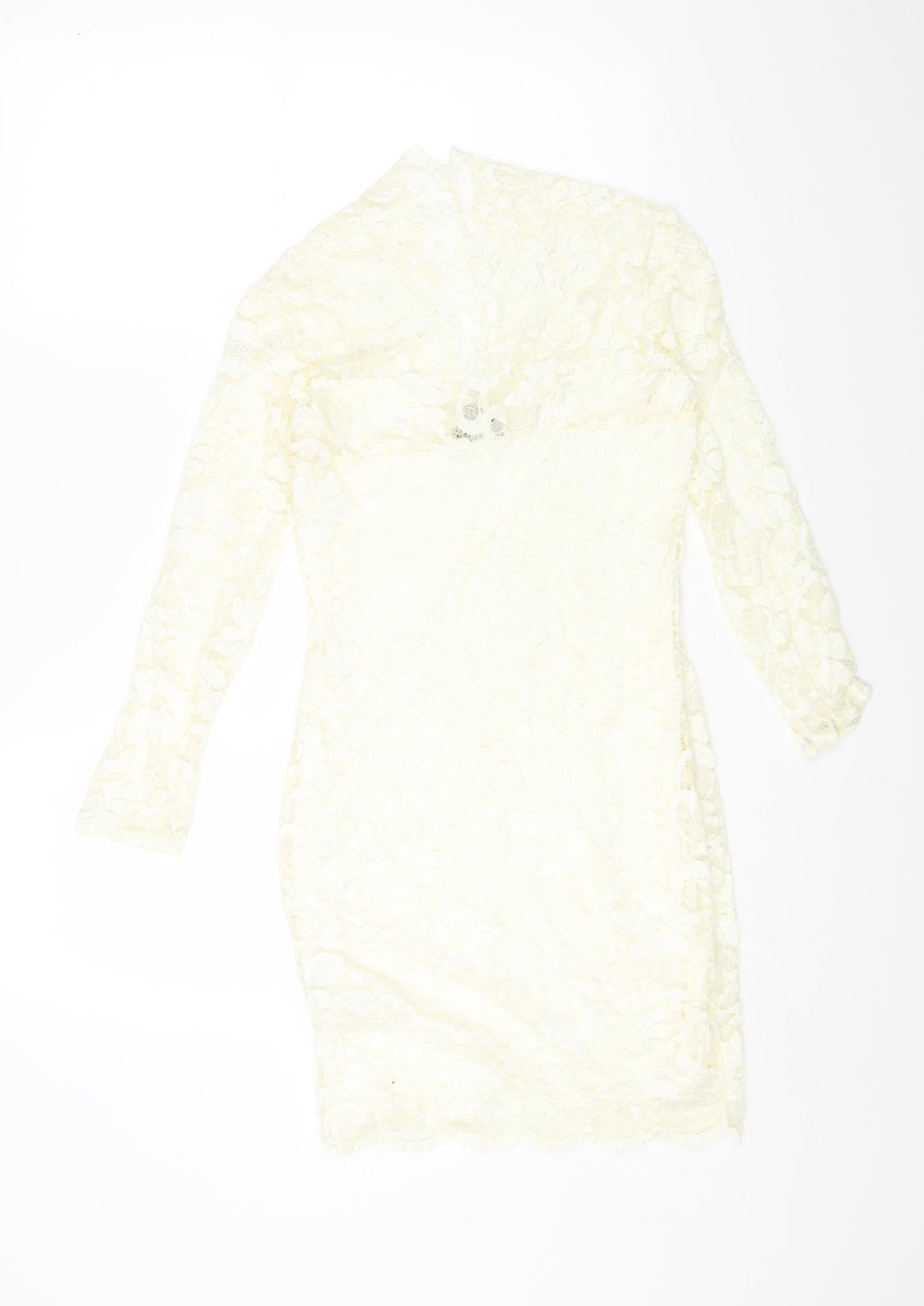 ASOS Womens Ivory Nylon Bodycon Size 10 High Neck Pullover